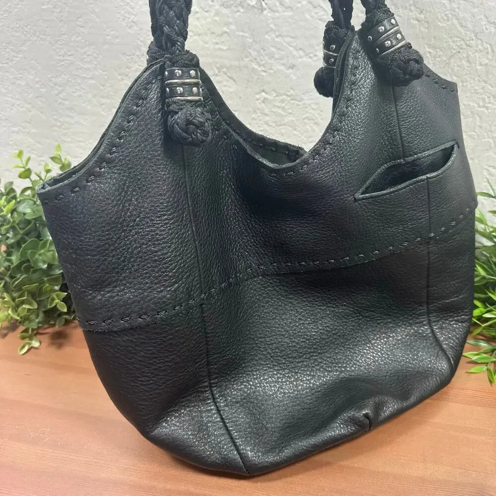 The Sak Indio Boho Black Leather Hobo Bag
